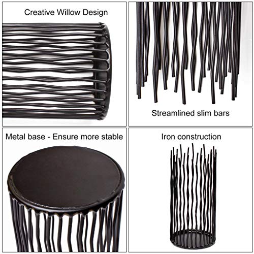 GKanMore Pillar Candle Holder Metal Willow Candle Holder Tray Desk Candle Holder for Home Wedding Party Christmas Festival Decorations (Black, Medium)
