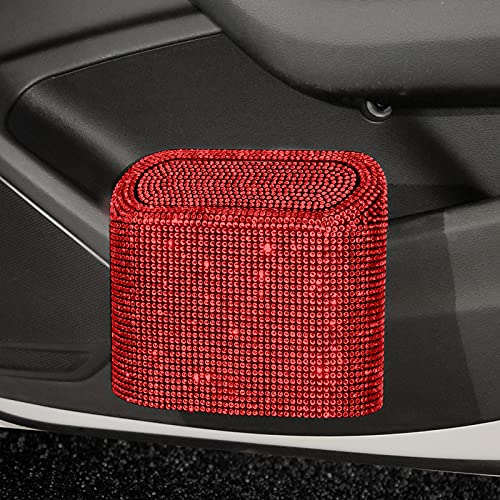 Cestino Portarifiuti Per Auto Cristallo Bling | Con Coperchio E Fissaggio | Rosso - 3