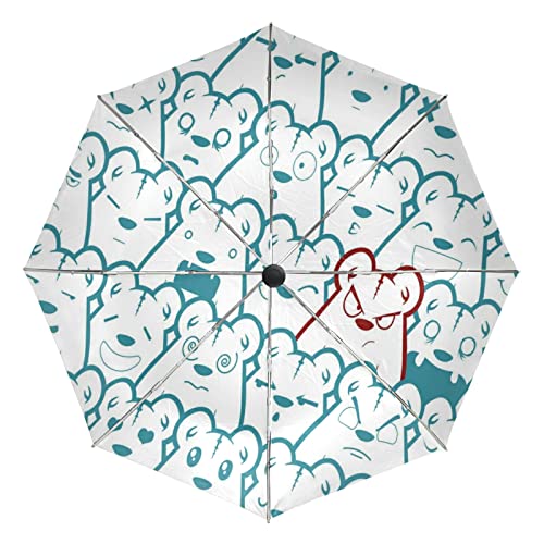 Parapluie automatique anti-UV et coupe-vent au motif d'ours