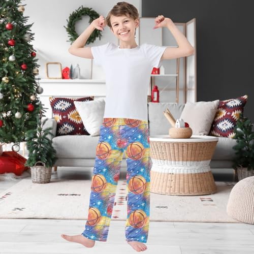 Boy's Pants Basketball Blue Star Jogger Pants Elastic Waist Long Bottoms Trousers with Pockets 6-14 Years2
