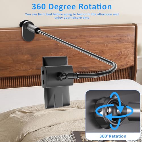 Image of Gooseneck Tablet Holder for Kindle Reading in Bed, Hands Free Desk Bedside Lazy Arm Stand for Kindle Accessories, Compatible with iPhone iPad mini