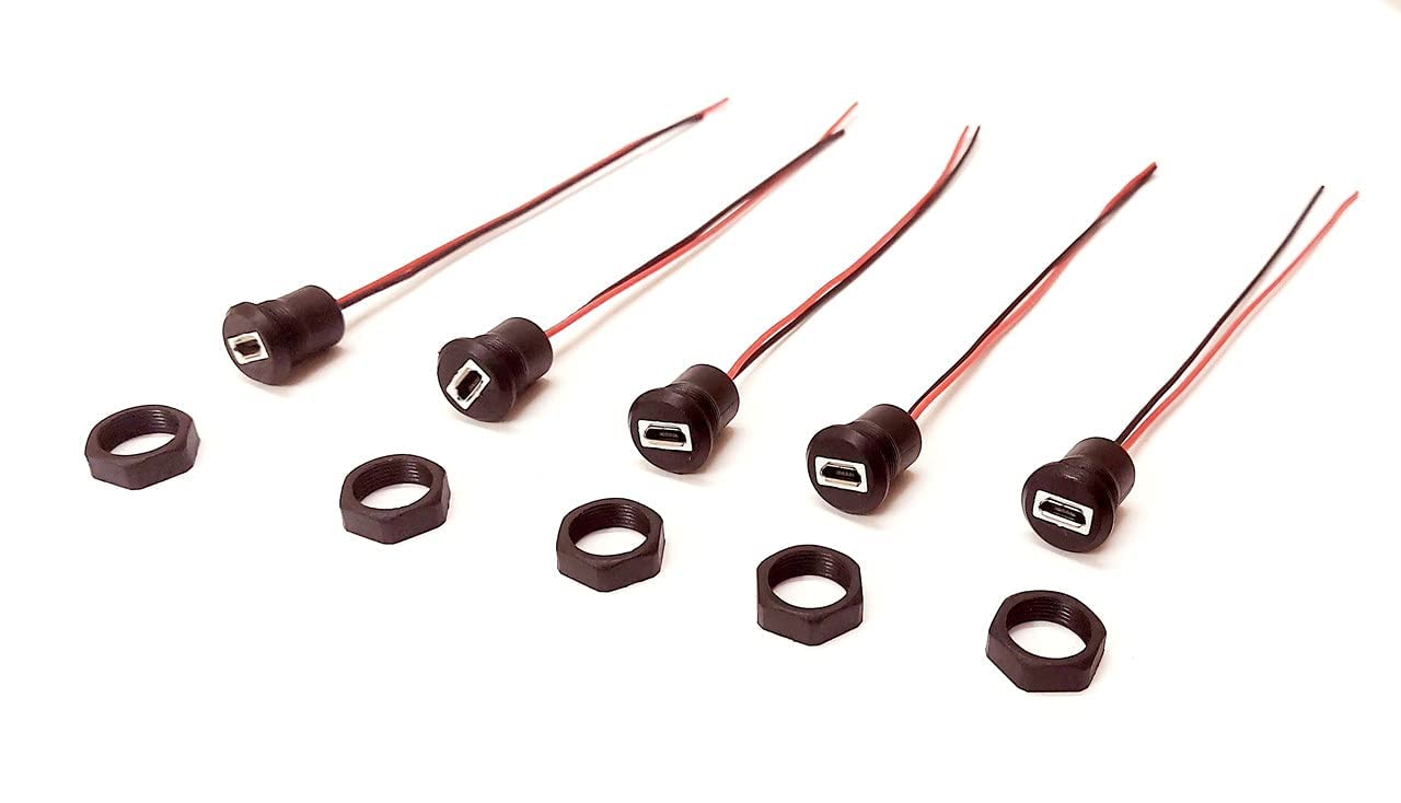 SP Electron Pack of 5 Pcs USB Female Socket Connector with Wire for PCB Universal Micro USB Port Female Jack Socket for DIY Electronic Projects (5 Pcs),Black(USB Port Wire)-image-35