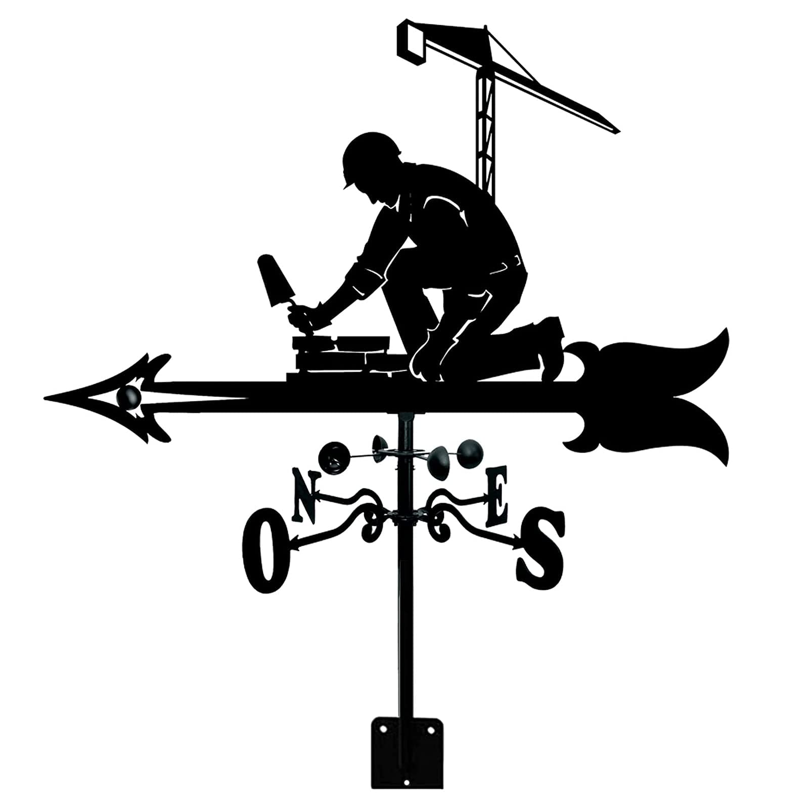 Banderuola in Metallo con Ornamento da Muratore, segnavento Indicatore di direzione del Vento da Giardino Strumento di misurazione Professionale Montaggio su Tetto da Giardino Facile da Usare