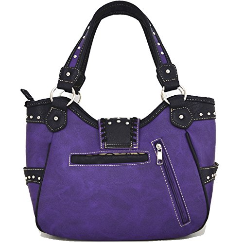 Western Style Belts Buckle Studded Concealed Carry Purse Laser Cut Handbags Women Shoulder Bag Wallet Set4