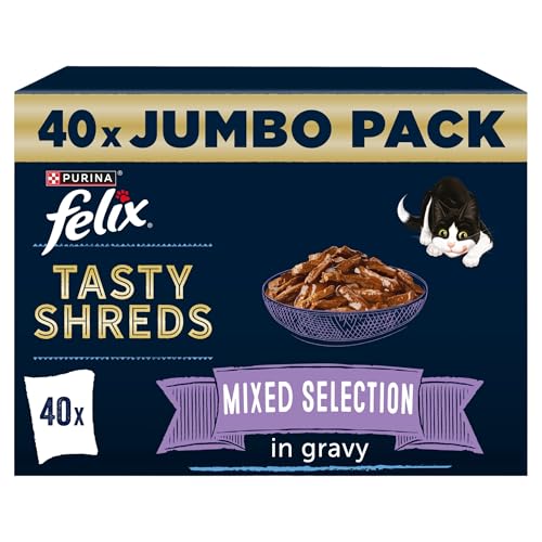 FELIX Tasty Shreds Mixed Selection in Gravy Wet Cat Food 40x80g
