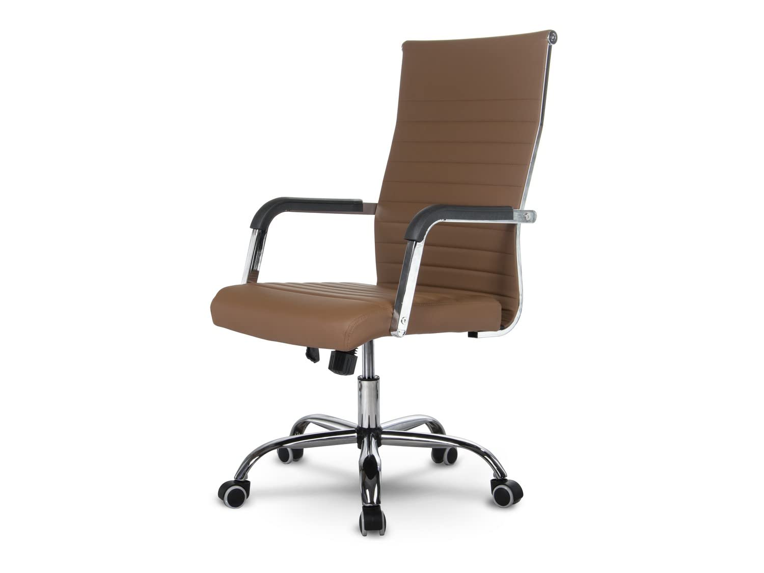 Boston - Sedia girevole da ufficio con ruote, stile classico, ergonomico, in ecopelle, ideale per il gioco, per la sala da pranzo o per desk chair – marrone
