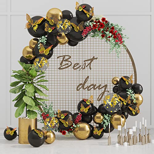 Image of SAOROPEB 3D Butterfly Wall Decor 48 Pcs Laser Gold Butterfly Decorations