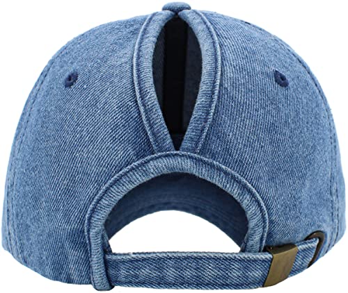 Image of Classic Plain Ponytail Messy High Bun Headwear Adjustable Cotton Trucker Mesh Glitter Hat Baseball Cap