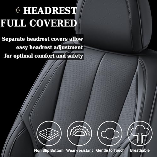 Image of Coverado Seat Covers, Car Seat Covers Front Seats, Leather Seat Covers for Cars, Car Seat Protector Waterproof, Black Car Seat Cushion, Front Carseat Cover Universal Fit for Most Cars