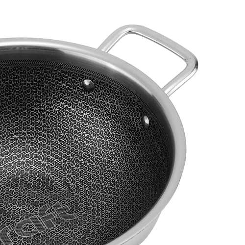 Image of Kraft Futuretec Pro Triply Honeycomb Kadai with Glass Lid - 2.5 litres, 22 cm | Stainless Steel Kadai for Cooking | Stick-Resistant Hexa Design | Metal Spatula Safe | Induction & Gas Compatible