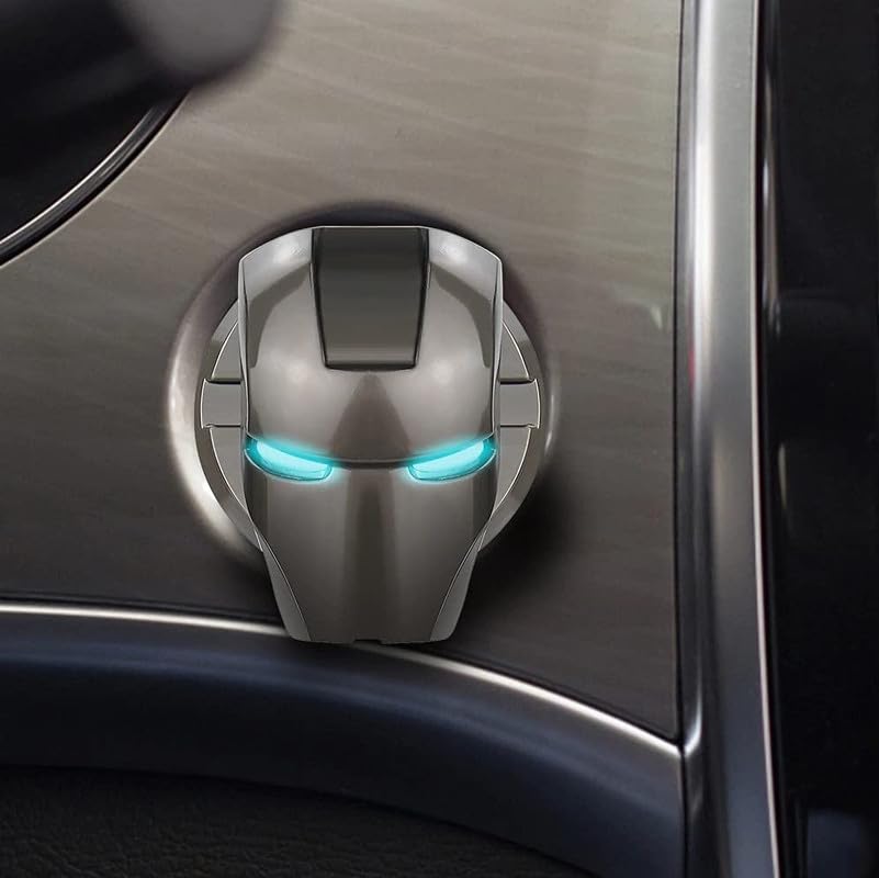 AUTONEST Metal Car Push to Start Button Cover|Ignition Button Cover Interior Decoration|(Metal IR Man Grey) (Pack of 1) Compatible with Mahindra XUV 700