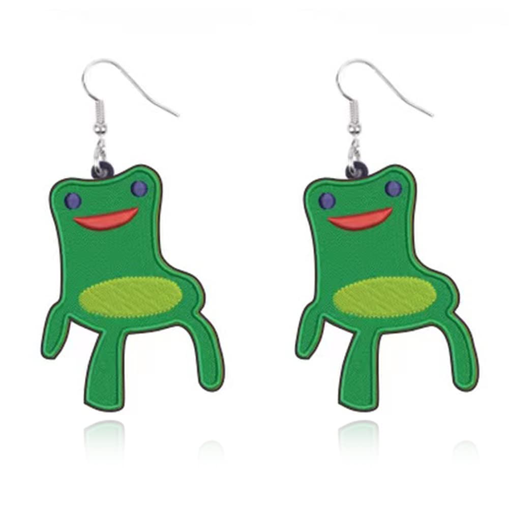 MIGUO STORE MIGUO STORE Chic Lovely Frog Dangle Earrings Frogs Face Stud Earring Animal Acrylic Drop Jewelry for Women Teen Girls Gift