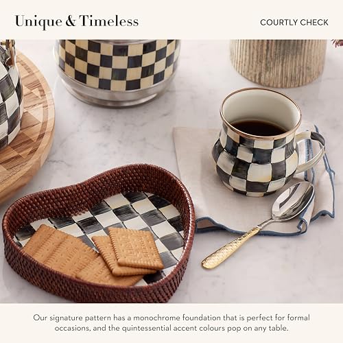 Image of MACKENZIE-CHILDS Enamel Mug Set, Black-and-White Courtly Check