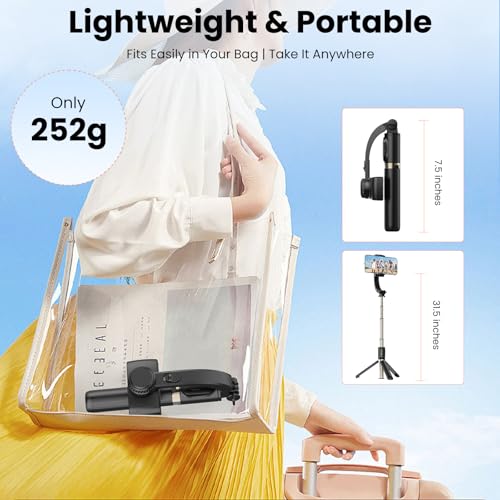 Smartphone Gimbal Stabilizer, 1-Axis Auto Balance & 360° Rotation, Extendable Aluminum Selfie Stick Tripod with Remote Control for iPhone & Android,Travel, Vlogging, TikTok, YouTube - Image 4