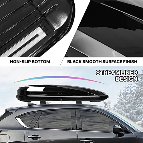 Image of DNA Motoring Extra Long XXL Rooftop Cargo Carrier Luggage Case Lockable Heavy Duty Roof Storage Box w /Lock+Keys, 110Lb Capacity, 17 Cubic Ft.(Glossy Black),PT-ZTL-8295-GSBK