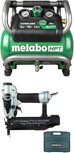 Metabo HPT Brad Kit de clavadora (NT50AE2) con compresor de aire inalámbrico Metabo HPT 36V MultiVolt Solo herramienta, sin batería (EC36DAQ4)