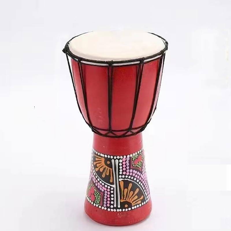 4" Compact African Drum Djembe Bongo Musical Instrument Hand Percussion with Pattern for Children Family Entertainment Friends Meeting Festival Party Light Portable Stu