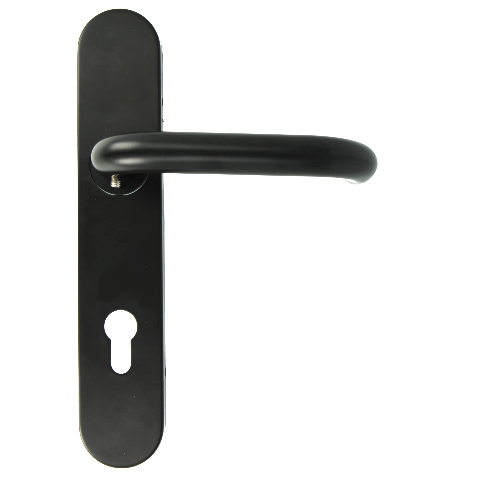 Amig - Juego de Manilla con Placa de Polipropileno para Puertas - 245 x 45 mm - Cuadradillo de 8 mm - Diseño Sencillo ideal para tu hogar u oficina - Con Bocallave - Acero y Polipropileno Negro