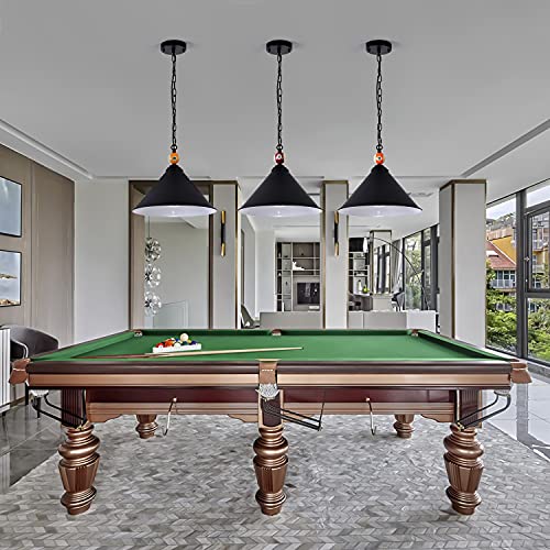 Lovefindahome Pool Table Light Hanging Fixtures 3 Lights Ceiling Chandelier With 59 Inch Chain Adjustable For Game Room Billiard Pool Table Lighting Decor - Black #TOP5
