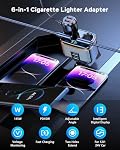6 in 1 Cigarette Lighter Adapter with PD45W Charging, AKAARI 145W Car Charger Adapter, 24V/ 12V Cigarette Lighter Splitter with 1 USB-C, 2 USB-A Charger and Super Fast PD45W Charging, Voltage Display