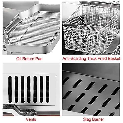 Generic Professionelle Gas-Aufsatz-Fritteuse, kommerzielle Edelstahl-Fritteuse mit Korb & Ölablassventil für Pommes-Restaurants Supermärkte – Bild 8