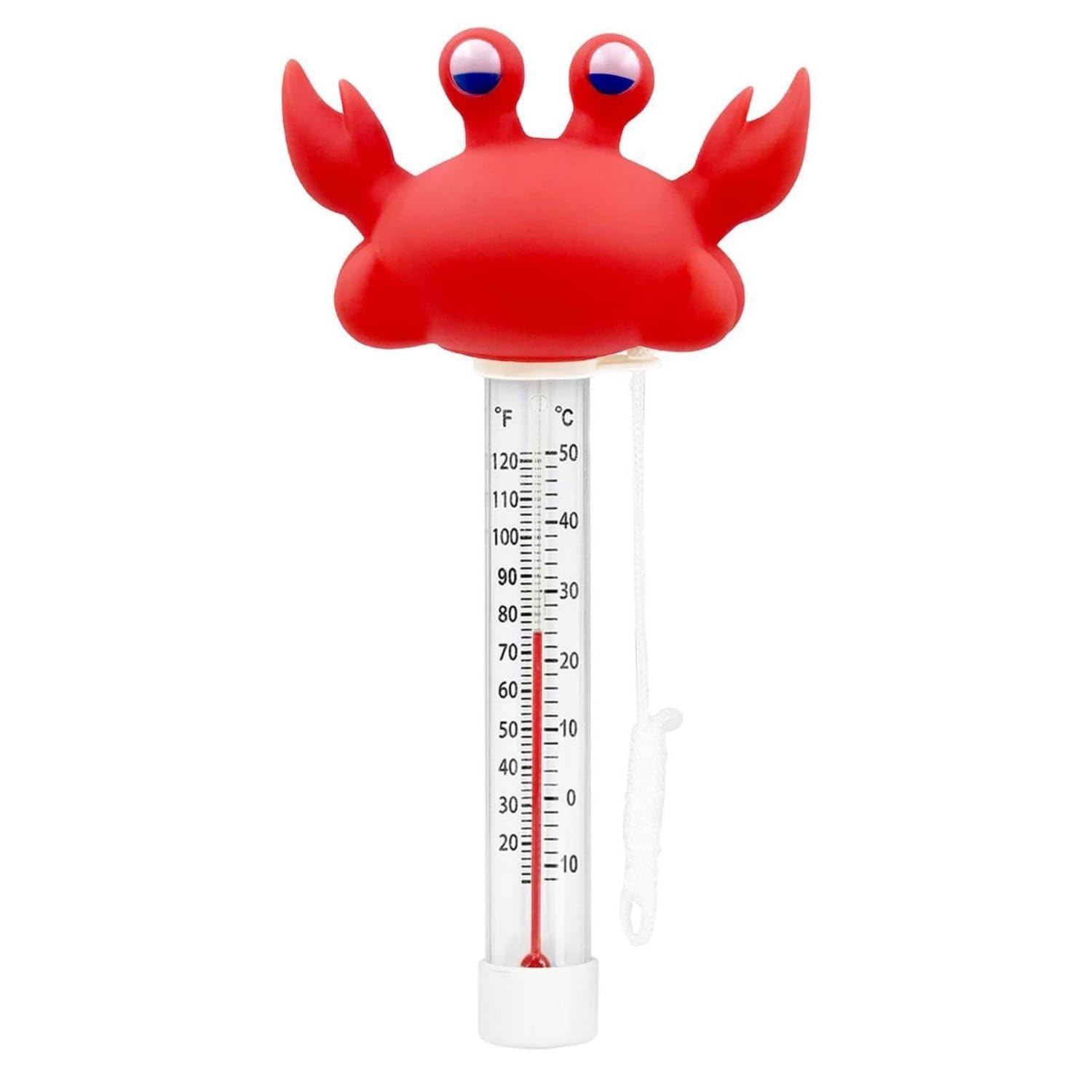 Clear Crab Style Swimming Pool Thermometer Easy to Read Floating Red Crab Thermometer Accurate Compact for Hot Tubs, Ponds, -10-50 Celsius-image-38