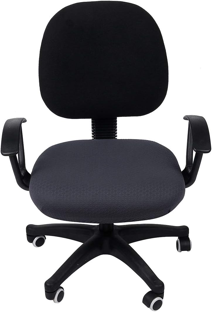 Smiry Ergonomic Office Chair Armrest Pads Dark Grey, Set of 2 Stretch Jacquard Office Computer Chair Seat Covers Dark Grey