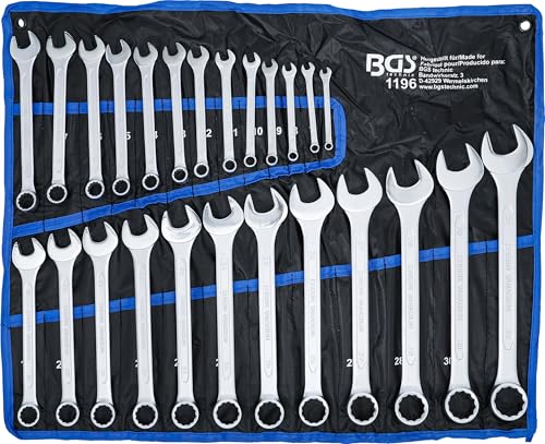 BGS Maul-Ringschlüsselsatz 6-32 mm 25 tlg Gabelringschlüssel Werkzeug Set Maul Ring Schlüsselsatz Maulschlüssel Ringschlüssel 1196 Maulringschlüssel Satz Ringmaul Schraubenschlüssel Set