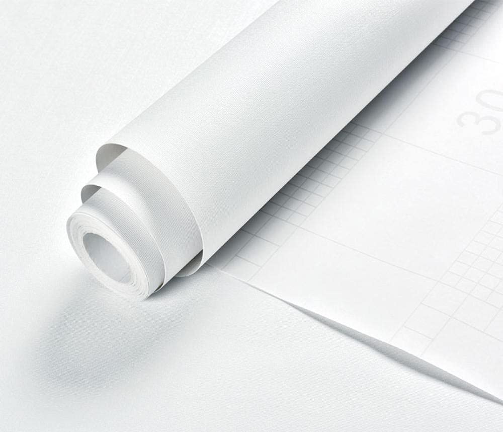 Carta da parati autoadesiva in vinile, colore bianco opaco, rimovibile, per piano di lavoro, armadietti, mensole, mobili, bagno, lavabile, 23,6 x 354,7,6 cm