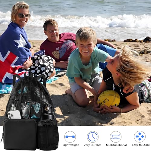SUVICTONG Swim Mesh Beach Backpack with Wet Pocket Mesh Drawstring Bags,Swim Bag,Pool Backpack for Swimming, Gym（18.5"x15.7"） - image 5