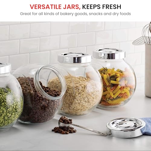 Bormioli Rocco Pandora Glas Candy Jar 75 Unzen Keksdose mit Kunststoff luftdicht verschließbaren Deckel 2-Wege-Display Bulk-Food Vorratsdose für Snacks, Trockenfutter, Geleebohnen Kanister,