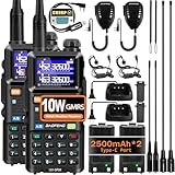 BAOFENG Radio Ham Radio Handheld Long Range UV-5RM 10W Upgrade of BAOFENG UV-5R, Rechargeable Two Way Radios with Chirp Compatible, 2500mAh USB-C Charging Battery for Survival Gear Camping, 2 Pack