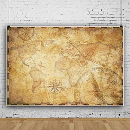 Fondo Vintage Mapa Mundial 8x6ft YongFoto para Fotografía miniatura 3