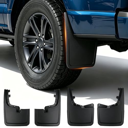 Image of Sunsdrew Mud Flaps for 2021-2026 Ford F150 Accessories- 4PCS Front & Rear Splash Guards - No-Drilling All Weather Exterior Mud Guards (Not fit Raptor Models)