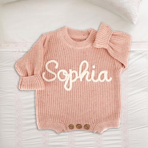 Personalized Baby Sweater Baby Name Sweater Baby Knit Sweater Romper Embroidered Sweater Baby Christmas Sweater for Girl Boy4