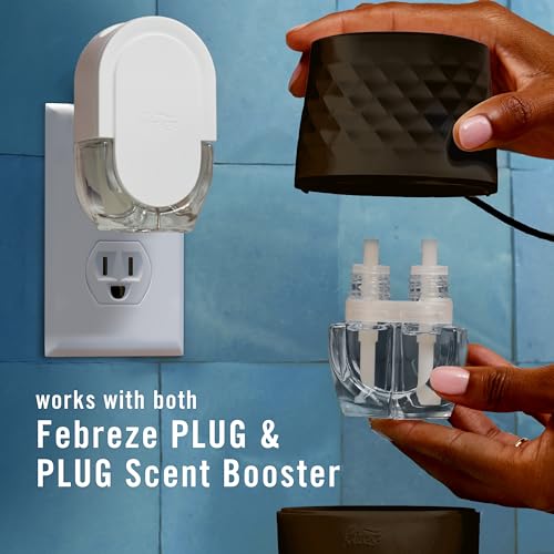 Febreze Plug Scent Booster Starter Kit, Black, Oil Diffuser, Air Freshener Plug in, Continuous Scent Device + 2 Hawaiian Aloha Refill - image 8