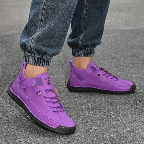 Image of Womens Casual Shoes Ankle Chukka Boots Slip On Breathable Loafers Handmade Fashion Sneakers Mid top Walking Driving Flats Shoes