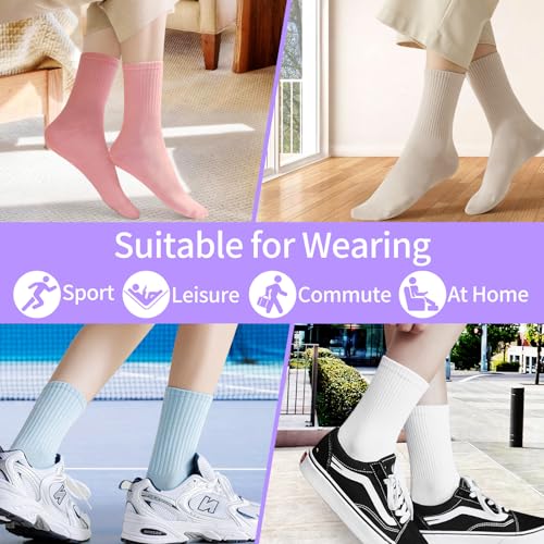 100 Pairs Womens Crew Socks Colorful Lightweight Athletic Casual Dress Socks for Women Teens3