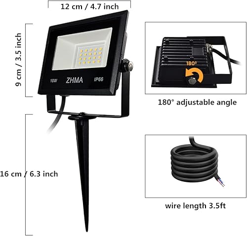 Miniatura 2 de Luces LED de paisaje de 10 W, 12 V, bajo voltaje, blanco cálido, IP66, impermeable, luz de inundación para iluminación de caminos, patio, césped,