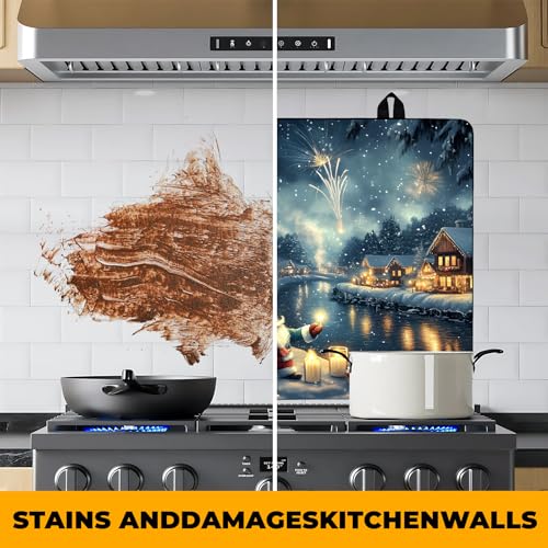Image of Christmas Stove Top Cover Snowman Stove Top Cover for Home Decoration Kitchen Pad Non-Stick Washable Cooktop Covers Countertop Protector Keep Stove Clean 28 inchx20 inch (Snowhouse)
