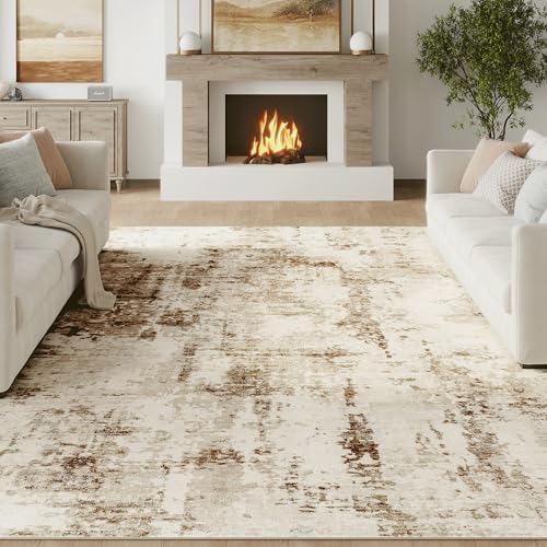 FMFUNCTEX 8x10 Washable Area Rug Brown Beige Neutral Abstract Modern Large Non Slip Carpet for Living Room Bedroom Soft Low Pile Indoor Mat Contemporary Throw Rug for Dining Kitchen Office Nursery FMFUNCTEX 8x10 Washable Area Rug Brown Beige Neutral Abstract Modern Large Non Slip Carpet for Living Room Bedroom Soft Low Pile Indoor Mat Contemporary Throw Rug for Dining Kitchen Office Nursery