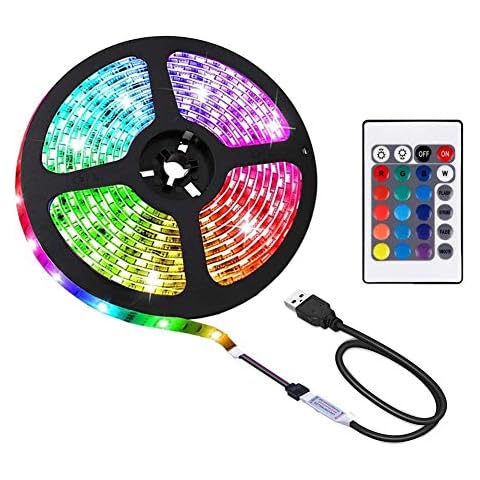 ACONDE 6.56 feet USB LED Strip Lights, DIY Indoor Decoration, TV Backlight, 24 Keys Remote Cover
