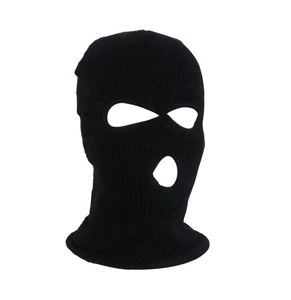 Kgm Unisex Black Premium Quality Knitted 3 Hole Balaclava Bally Winter Hats Ski Snowboard Outdoor (Black)