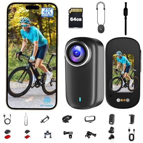 Action Cam, Body Cam 4K 64 GB, Action Camera Impermeabile IP65, POV Camera con Batteria da 1200 mAh,...