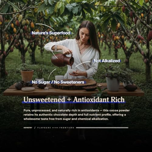 Image of Keynote Cocoa Powder | Without Sugar | Raw Flavonoid Rich Non-Alkalized Non-Dutched Natural Unsweetened Cacao | Bean to Powder | 200 grams
