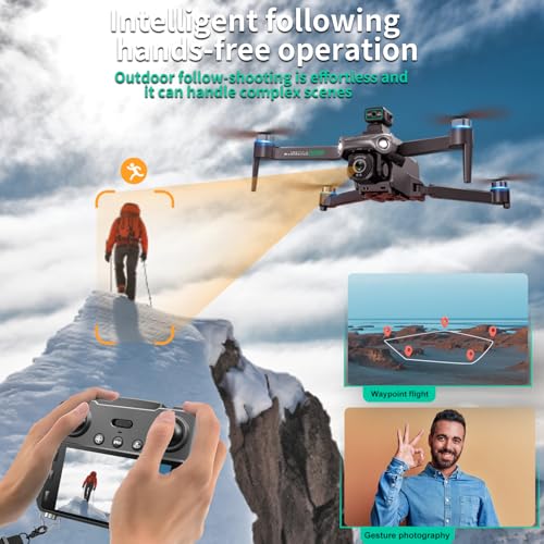 2K UHD GPS Drone with Camera for Adults - 5.9" Screen Remote Controller, Obstacle Avoidance, Auto Return, Optical Flow, 3 Speed Adjustable, FPV Real-Time, Beginner Friendly, 2 Batteries 60 Min Flight, Foldable - Image 5