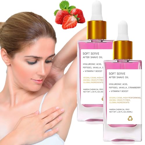 Vanilla de fresa después del aceite de afeitado para la piel lisa, servicio suave después del aceite de afeitado - aroma de fresa y vainilla, evita pelos encarnados y sequedad (2Pcs)