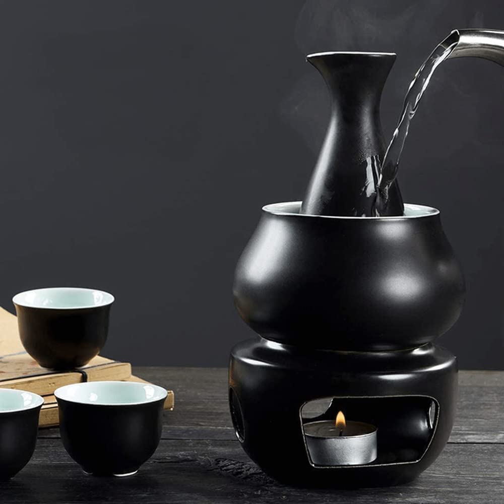 Amazon.com | WINIAER Ceramic Sake Set with Warmer Pot, Traditional