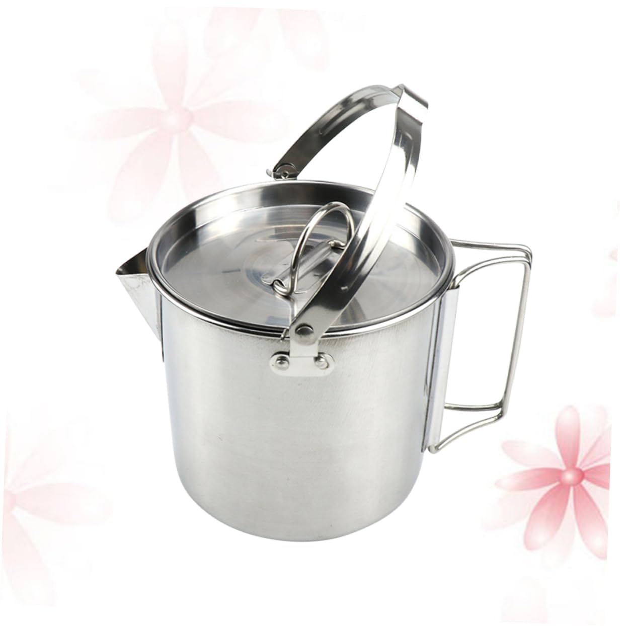KICHOUSE Stainless Steel Kettle 1.2l Outdoor Camping Cookware Boil Water Pot Easy to Clean and Carry