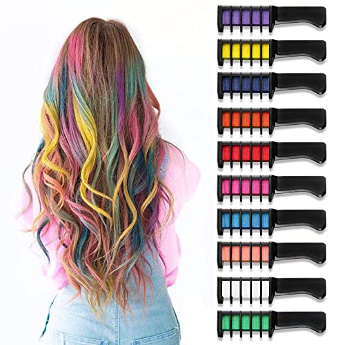 Rayyl Hair Chalk for Girls DIY - 10 Pcs Hair Color for Birthday Gift, Halloween, Chrismas New Year Party Hair Dressing on Cosplay DIY for Girls Kids Hair Chalk Girls Kids